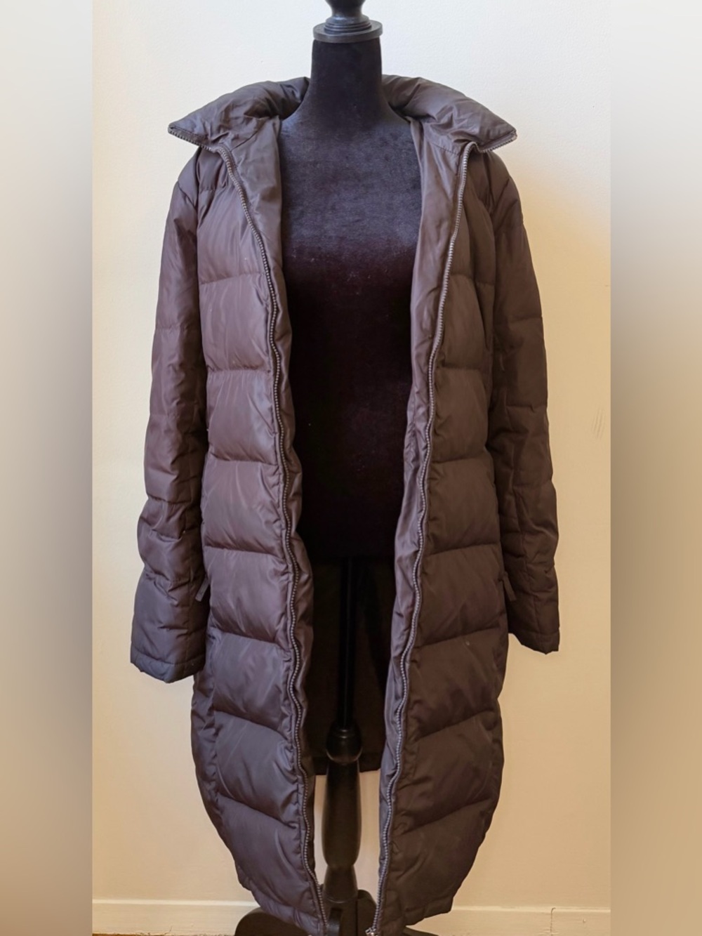 United Colors of Benetton Brown Long Puffer Jacket REAL FEATHER Down Size S